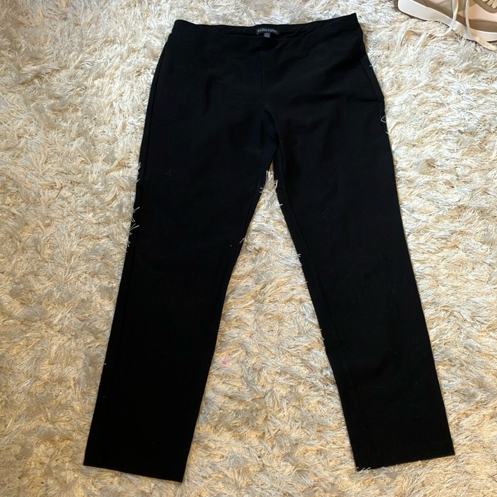 Eileen Fisher simple black crop stretch pants S
